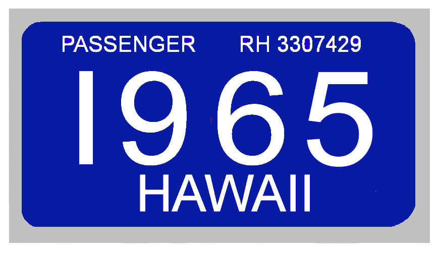 1965 Hawaii Registration Sticker